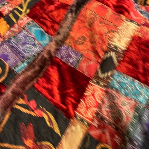 BOHO patchwork Jacket- Velvet and tapestry patch jacket vintage P Xl plush coat - Picture 10 of 10